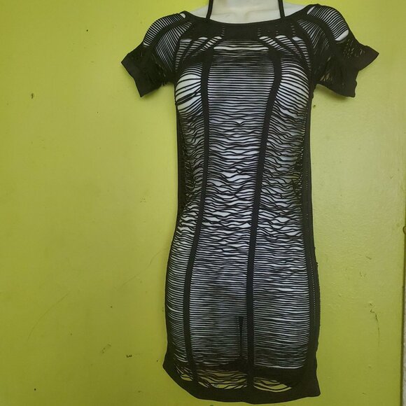 Womens Mini dress see through no label but fits like XS to Small black color - Picture 6 of 8